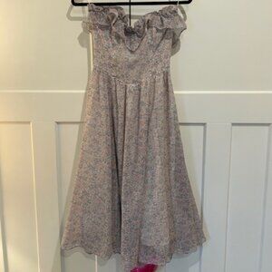 VINTAGE GUNNE SAX Strapless Floral Print Aline Dress
